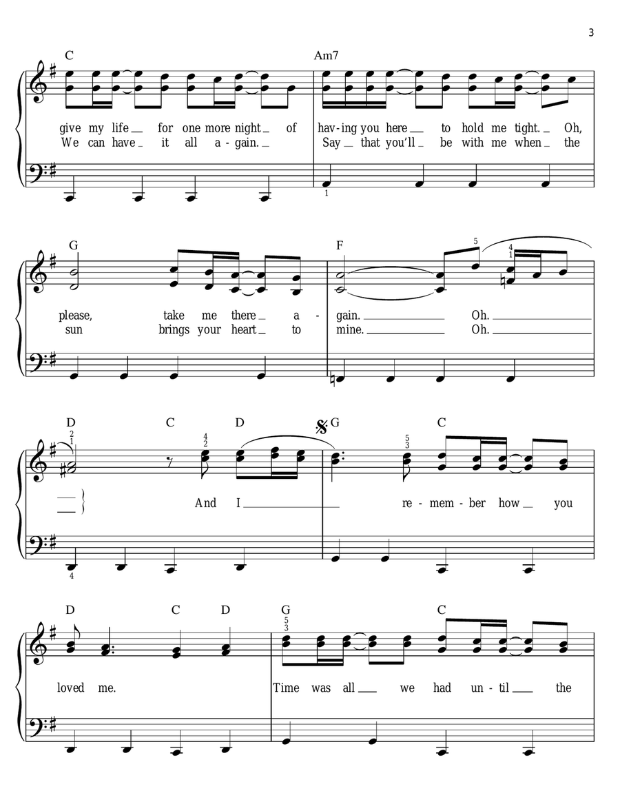 Endless Summer Nights Easy Piano scores gallery preview page 3