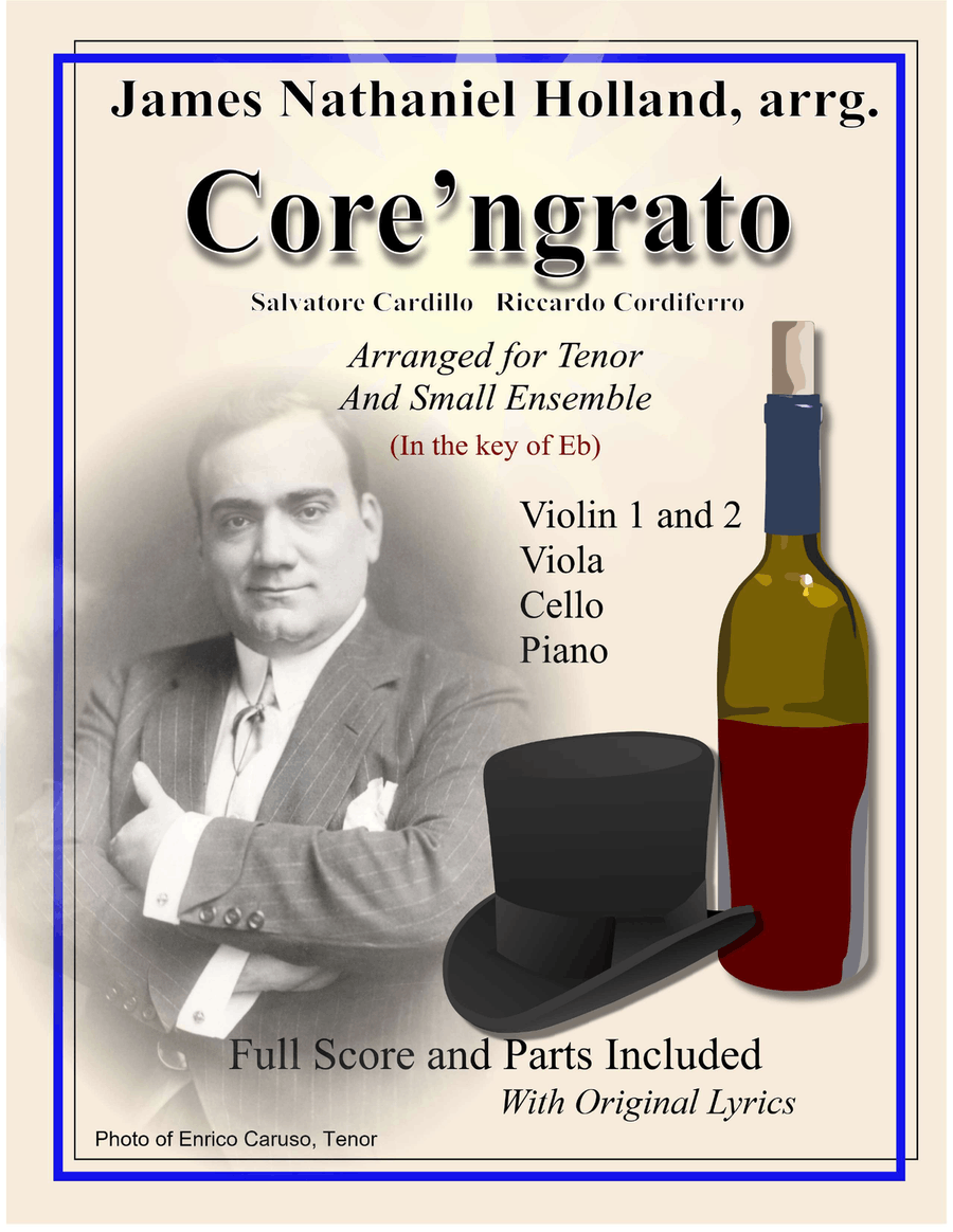 Core ngrato Neapolitan Song Arranged for Tenor and Ensemble in the key of Eb Piano, Vocal scores gallery preview page 1