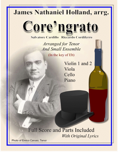 Core ngrato Neapolitan Song Arranged for Tenor and Ensemble in the key of Eb image number null