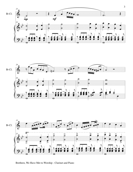 BRETHREN, WE HAVE MET TO WORSHIP (Duet – Bb Clarinet and Piano/Score and Parts) image number null