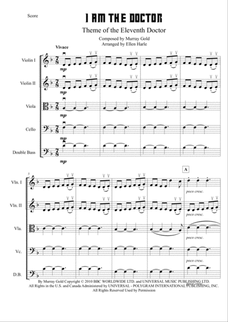 I Am The Doctor I Am The Doctor String Quintet scores gallery preview page 1