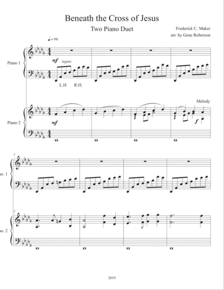Beneath the Cross of Jesus Two Piano Duet 2 Pianos, 4-Hands scores gallery preview page 2