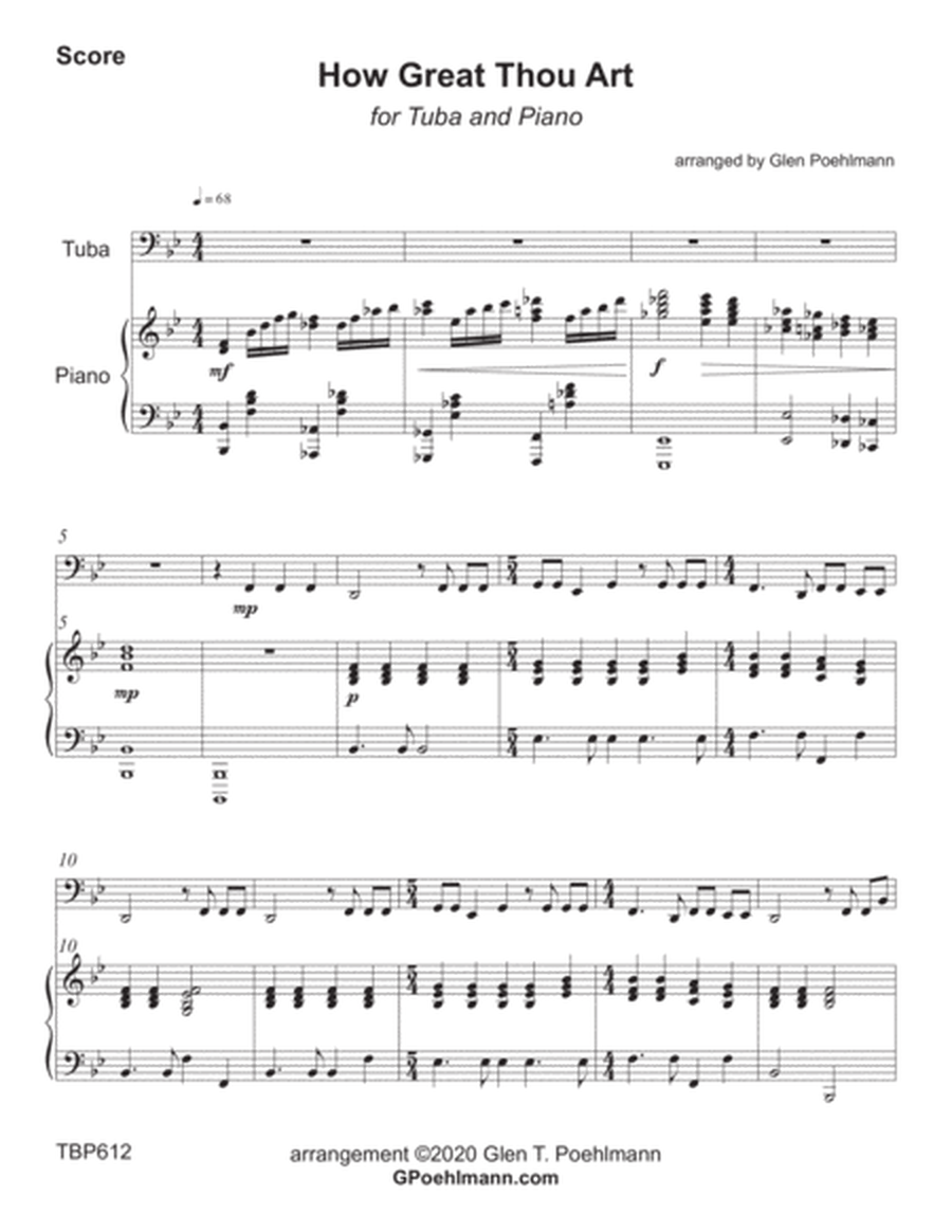 HOW GREAT THOU ART - TUBA solo with Piano Accompaniment image number null