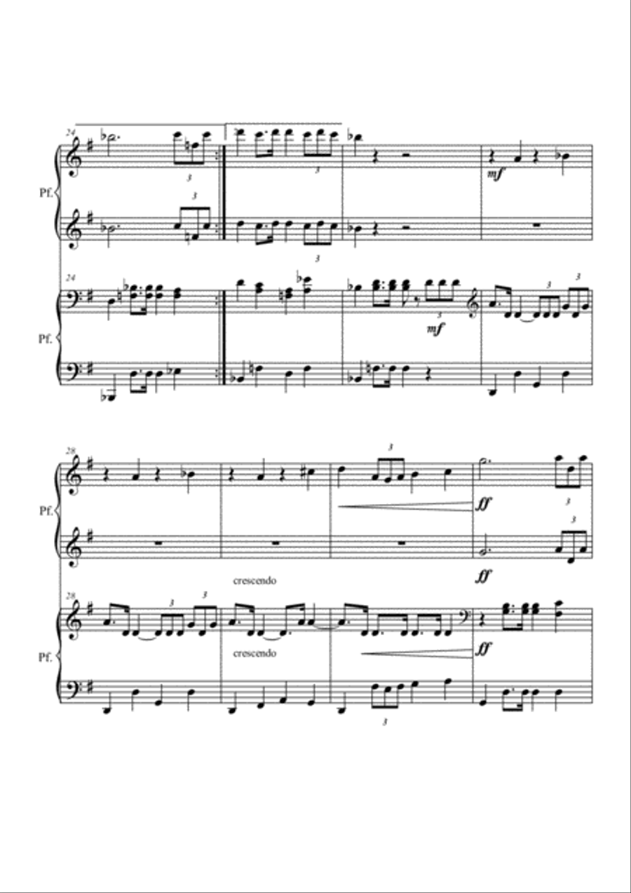 Aida Marcia trionfale. Piano 4 hands Easy Piano scores gallery preview page 4