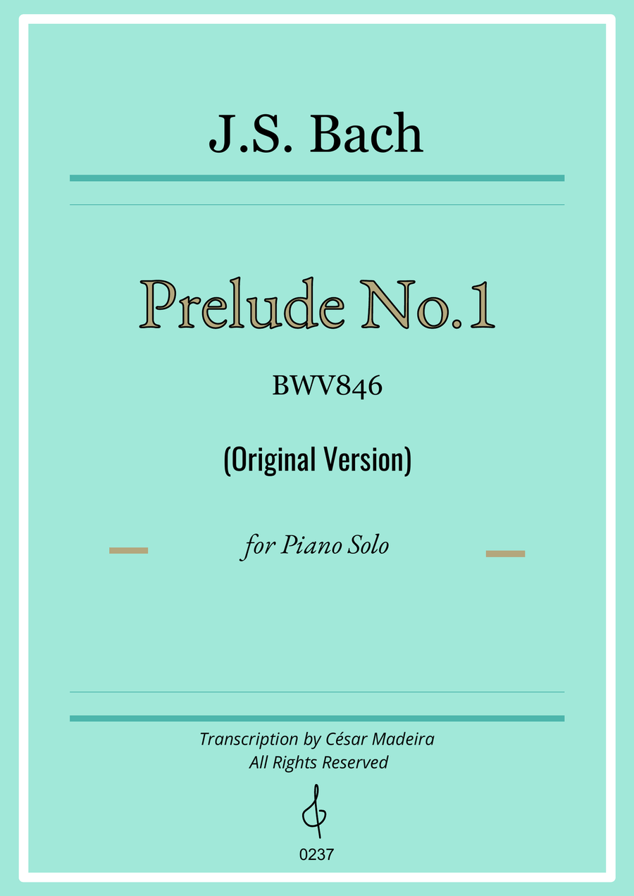 Prelude No. 1 in C major BWV846 - Original Version (Full Score) Piano Method scores gallery preview page 1