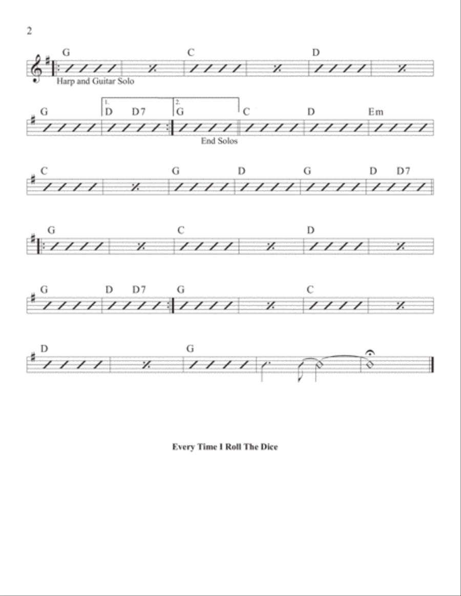 Every Time I Roll The Dice Piano, Vocal, Guitar scores gallery preview page 2