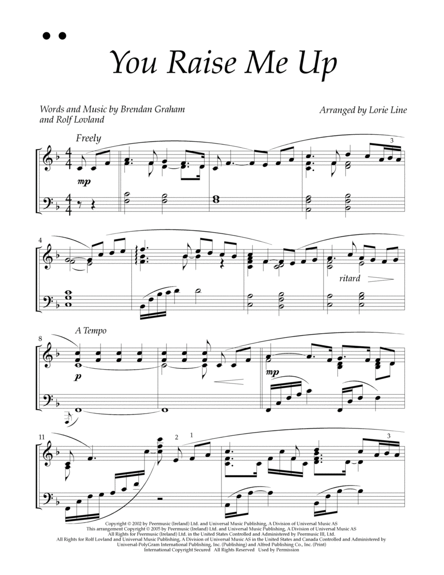 You Raise Me Up You Raise Me Up Piano Solo scores gallery preview page 1