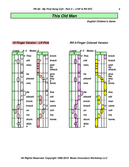 PK-65 - My First Song Collection - Part 3 - (Key Map Tablature)