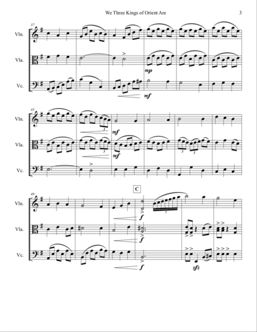 We Three Kings of Orient Are (String Trio) String Trio scores gallery preview page 4