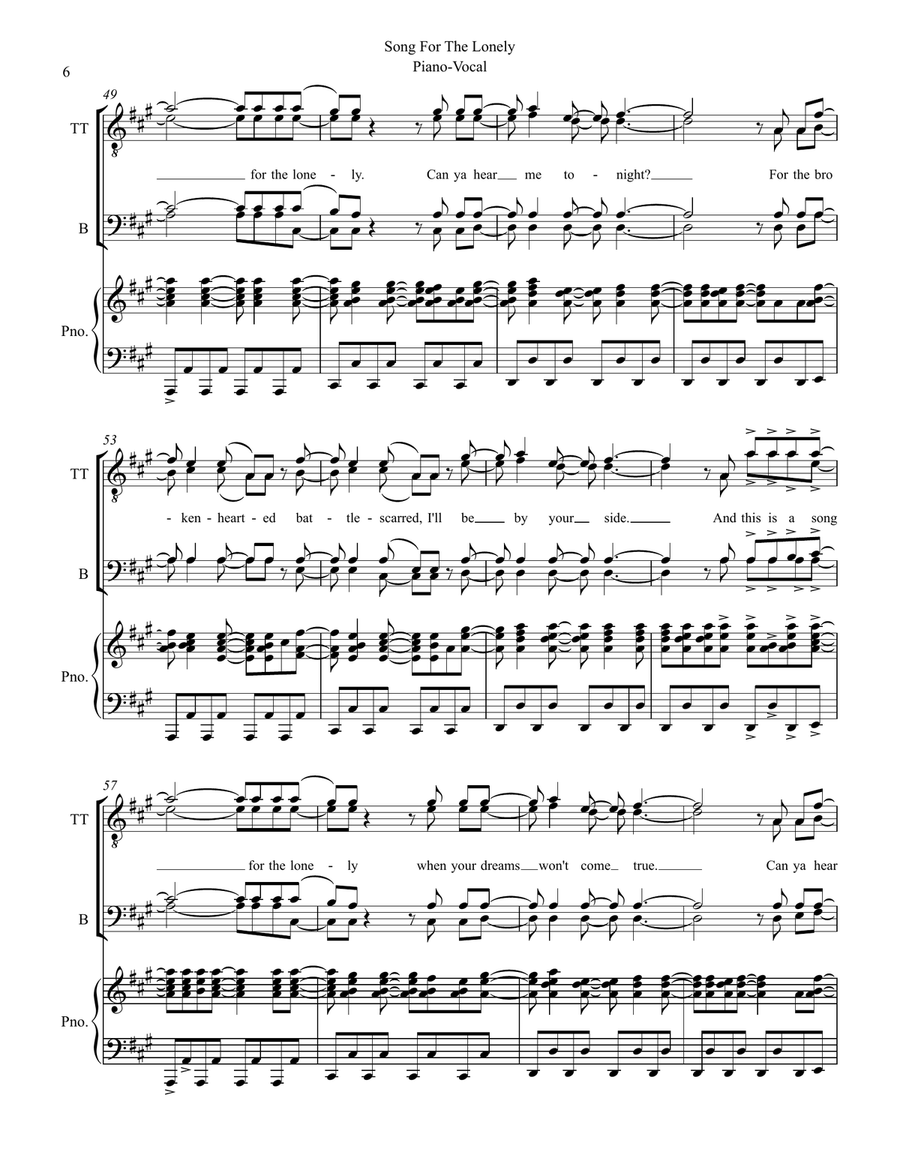 Song For The Lonely TTBB scores gallery preview page 6