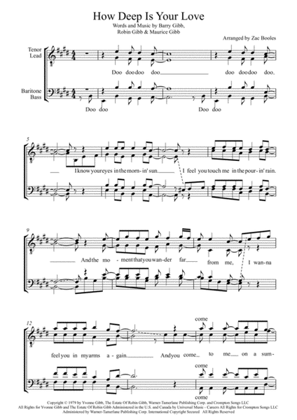 How Deep Is Your Love (Lead sheet with lyrics ) Sheet music for Piano  (Solo) Easy