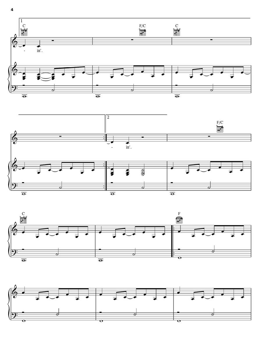 One Small Heart Piano, Vocal, Guitar scores gallery preview page 4