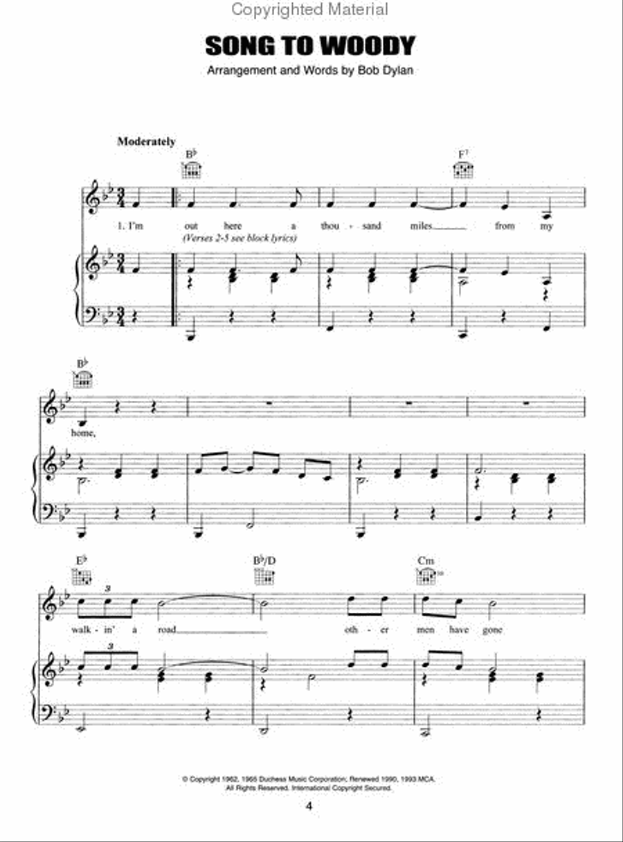 Dylan Piano, Vocal, Guitar scores gallery preview page 2