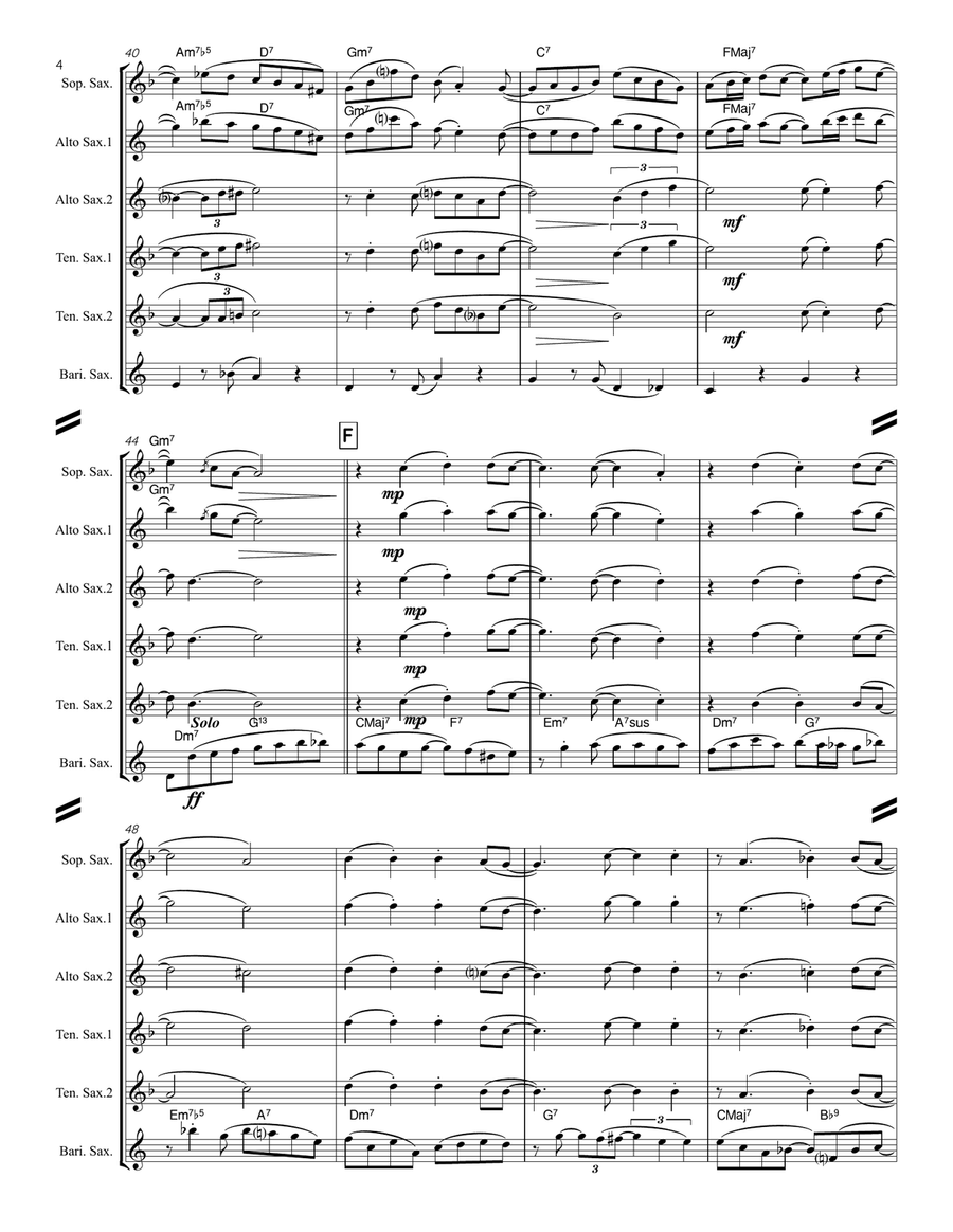 Teach Me Tonight Saxophone Quintet scores gallery preview page 5