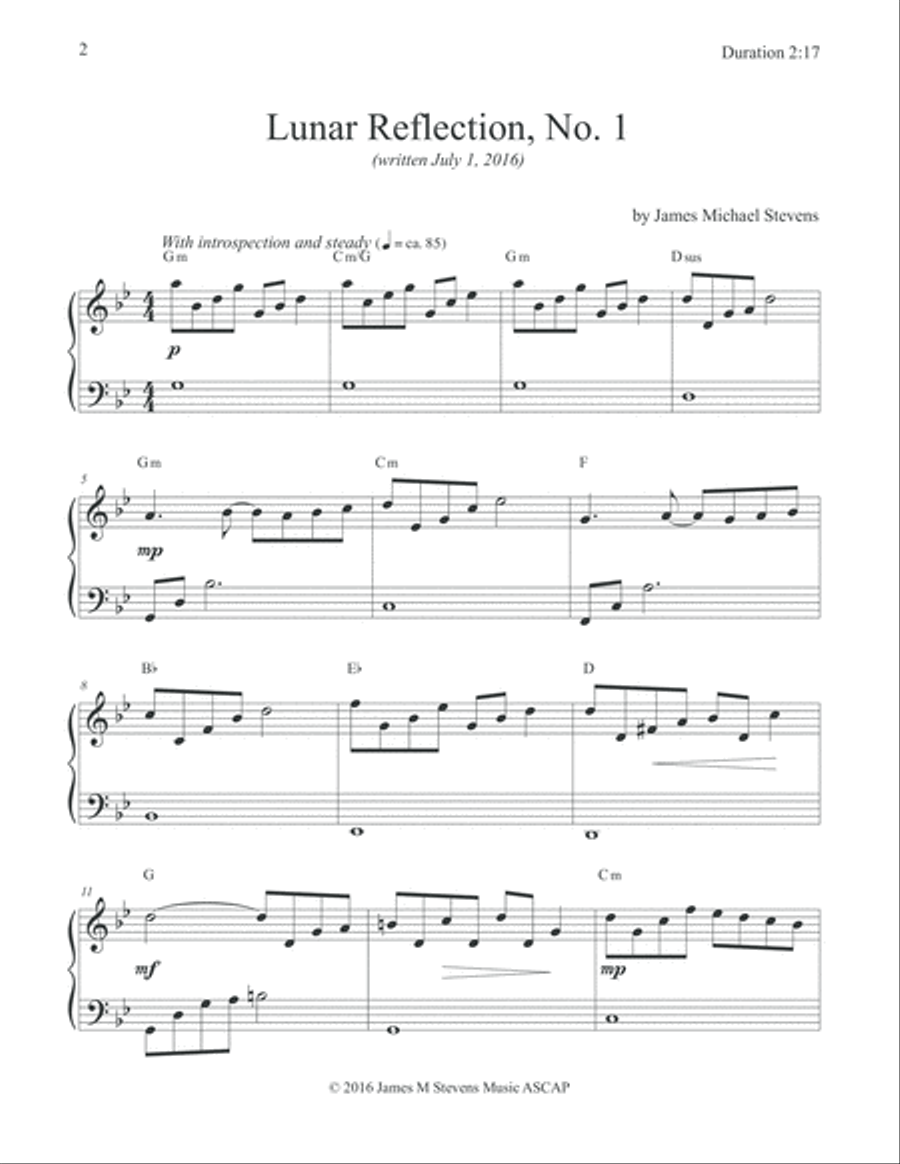 Lunar Reflection, No. 1 (Romantic Piano) Piano Solo scores gallery preview page 2