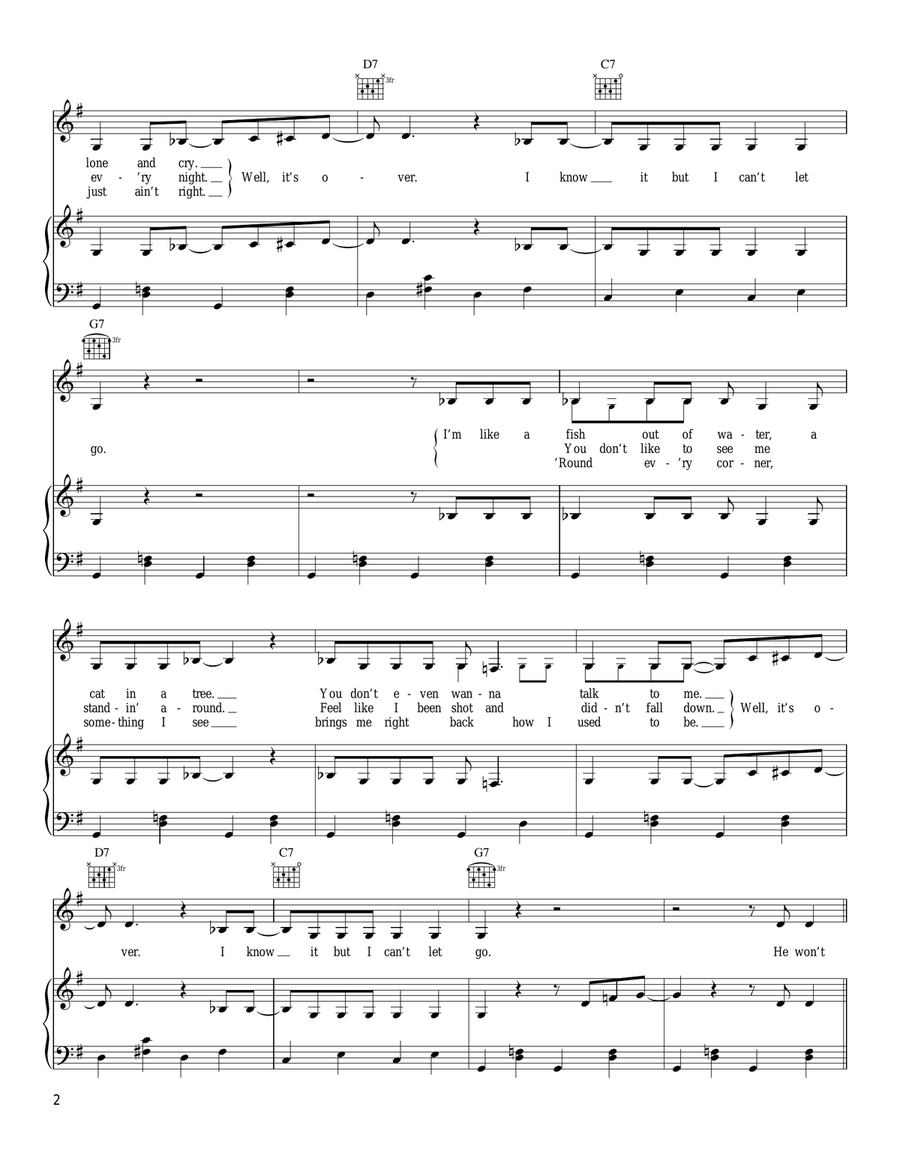 Can't Let Go Piano, Vocal, Guitar scores gallery preview page 2