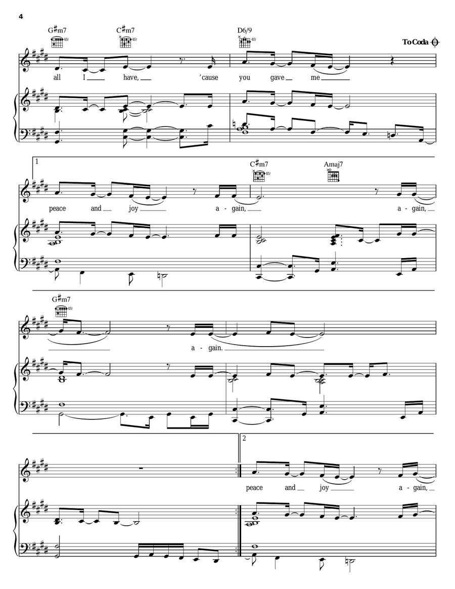 Again Piano, Vocal, Guitar scores gallery preview page 4