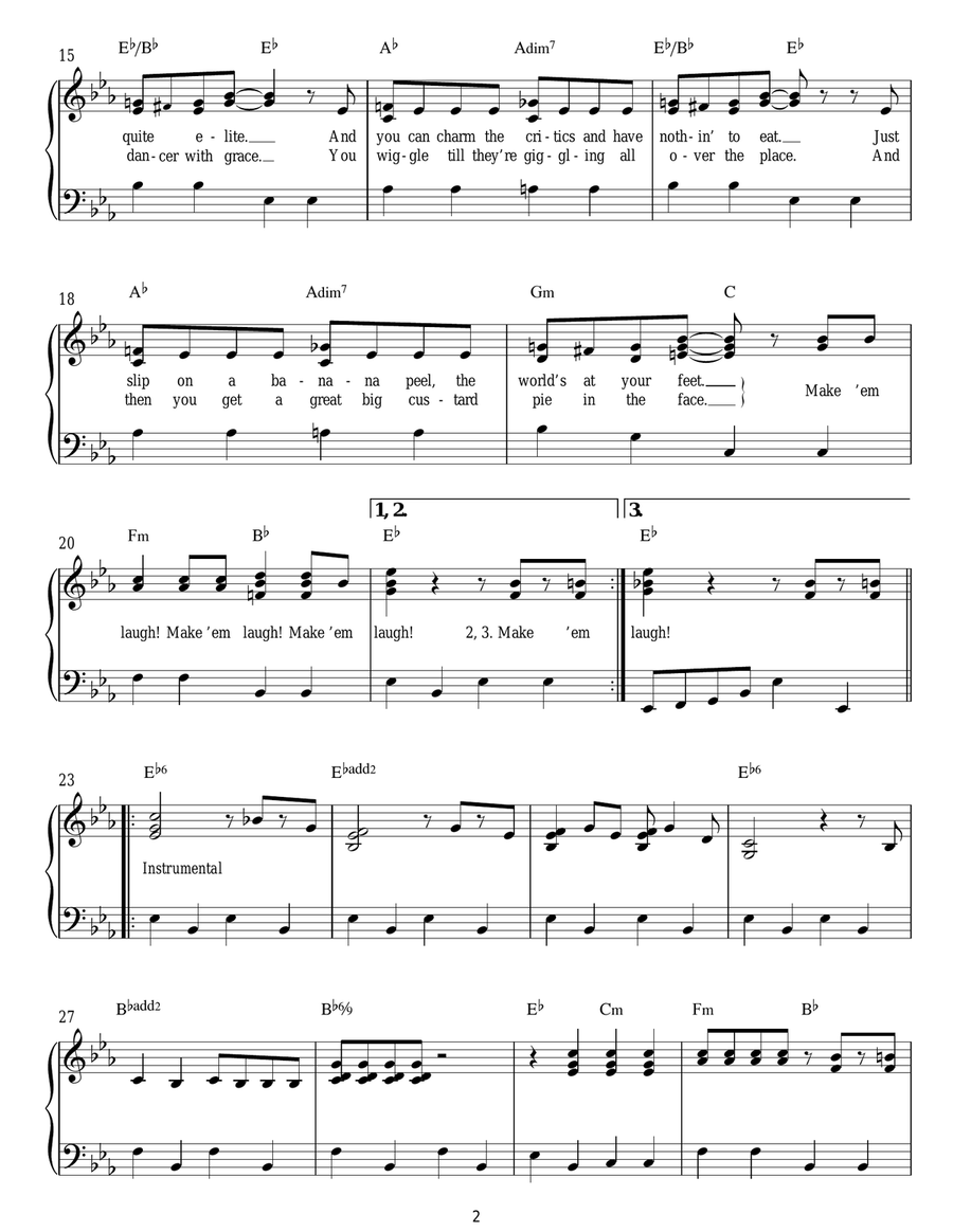Make 'Em Laugh (from Singin' In The Rain) Easy Piano scores gallery preview page 2