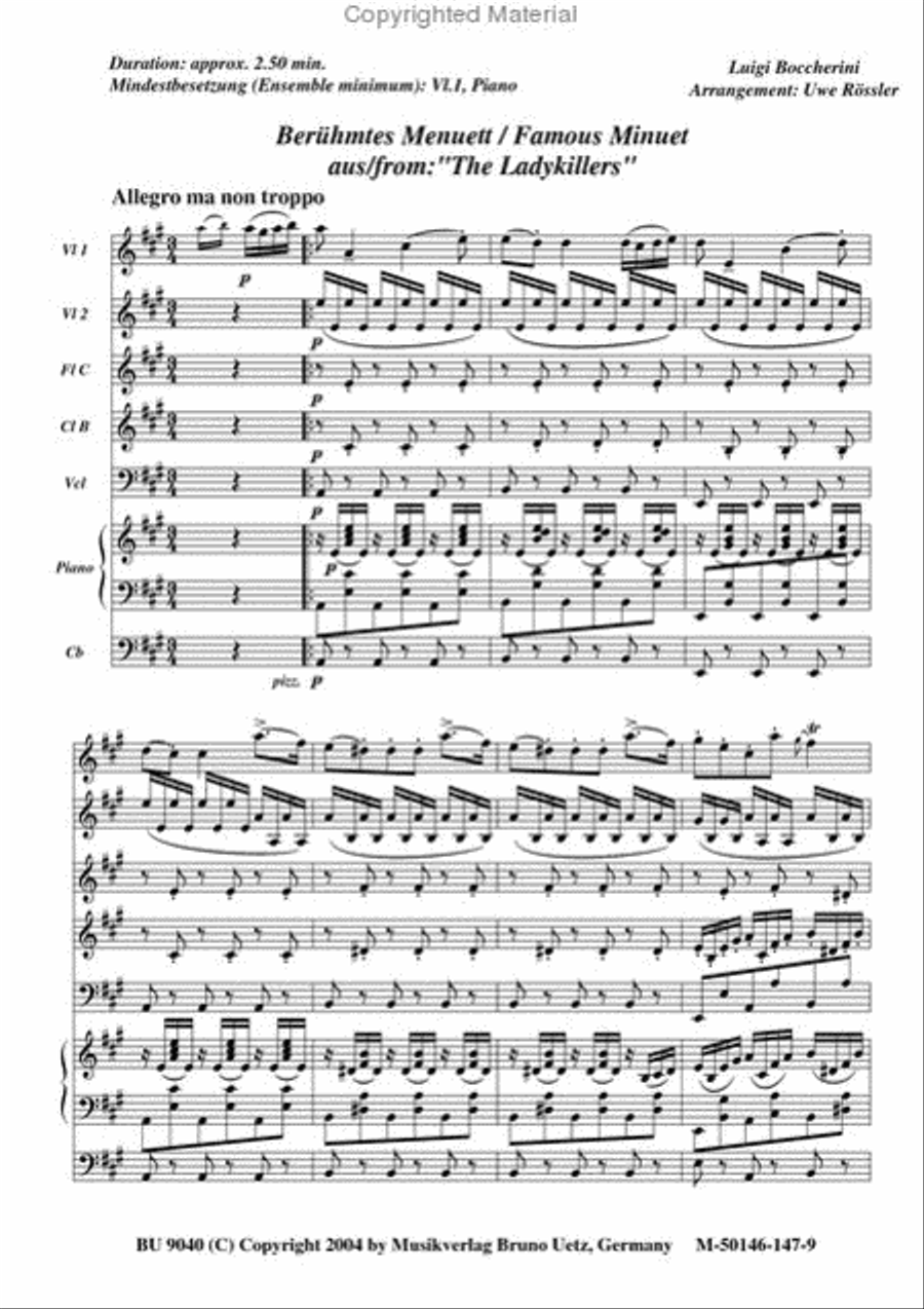 Famous Minuet Clarinet scores gallery preview page 2