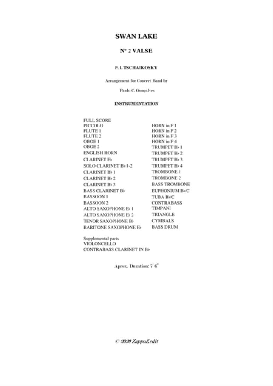 SWAN LAKE - Nº 2 VALSE - P. I. TSCHAIKOSKY Concert Band scores gallery preview page 2