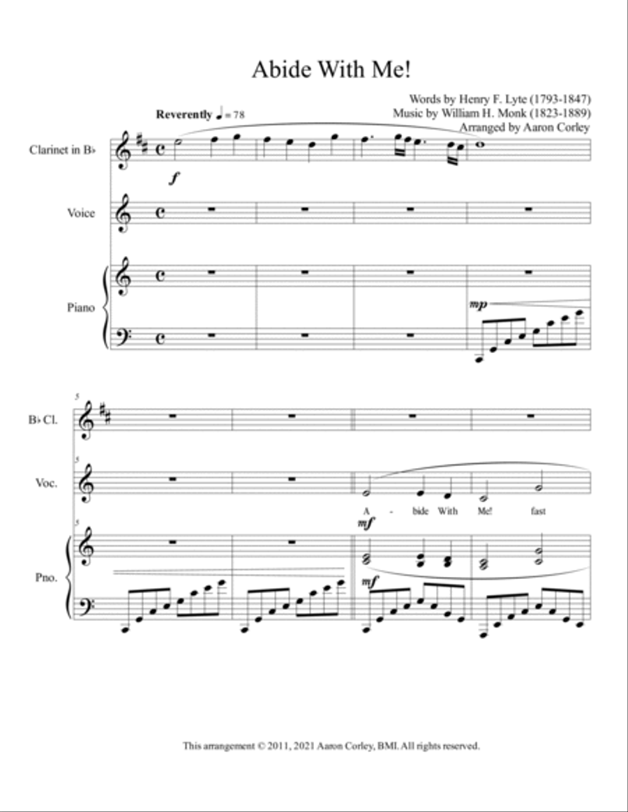 Abide With Me! (clarinet) B-Flat Clarinet scores gallery preview page 2