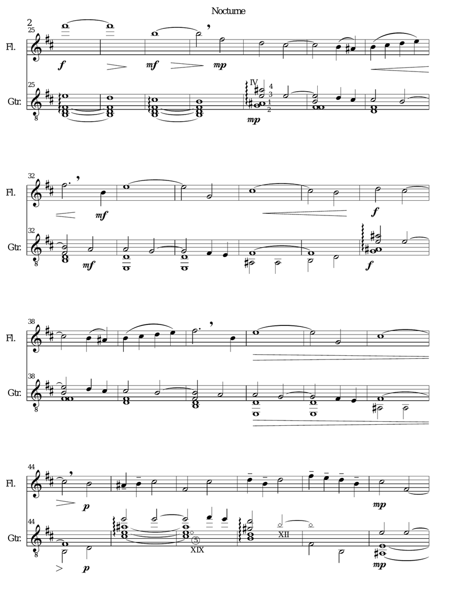 Nocturne for flute and guitar Flute scores gallery preview page 2