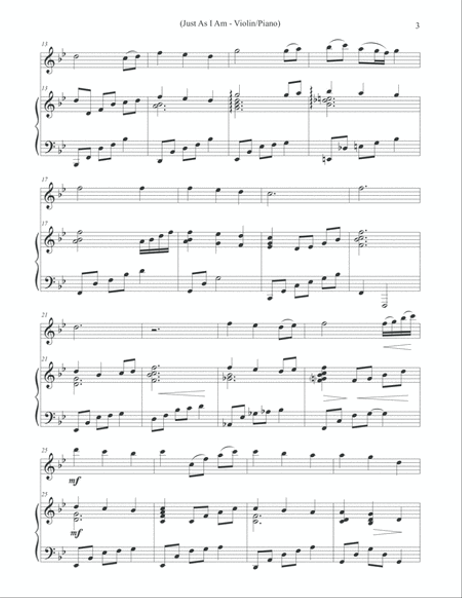 Just As I Am (Piano & Violin) Violin Solo scores gallery preview page 3