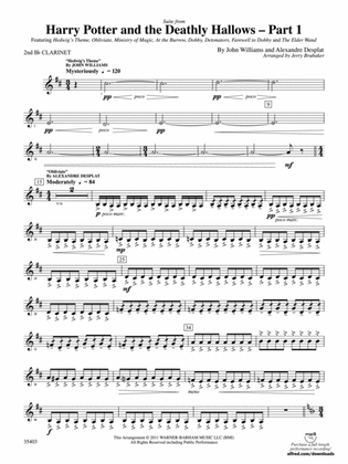 Harry Potter and the Deathly Hallows, Part 1, Suite from: 2nd B-flat Clarinet