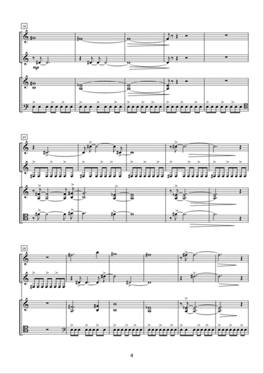 Birthday piece for Flute, Clarinet, Violin and Cello Clarinet scores gallery preview page 3