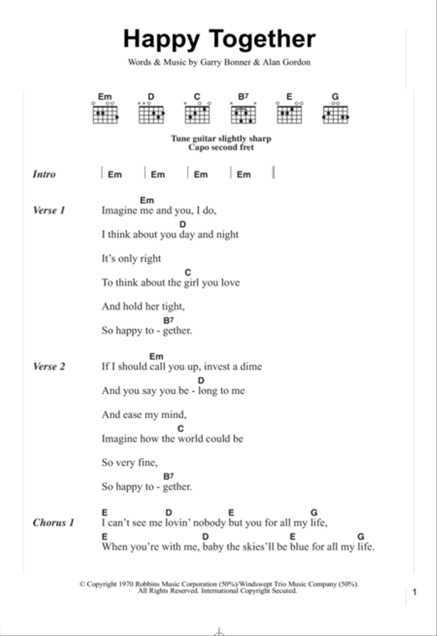 Happy Together Happy Together Acoustic Guitar scores gallery preview page 1