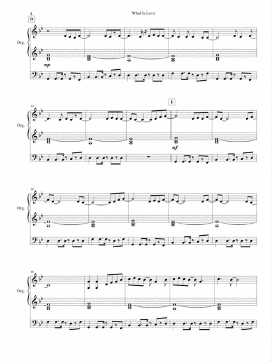 What Is Love Organ Solo scores gallery preview page 5