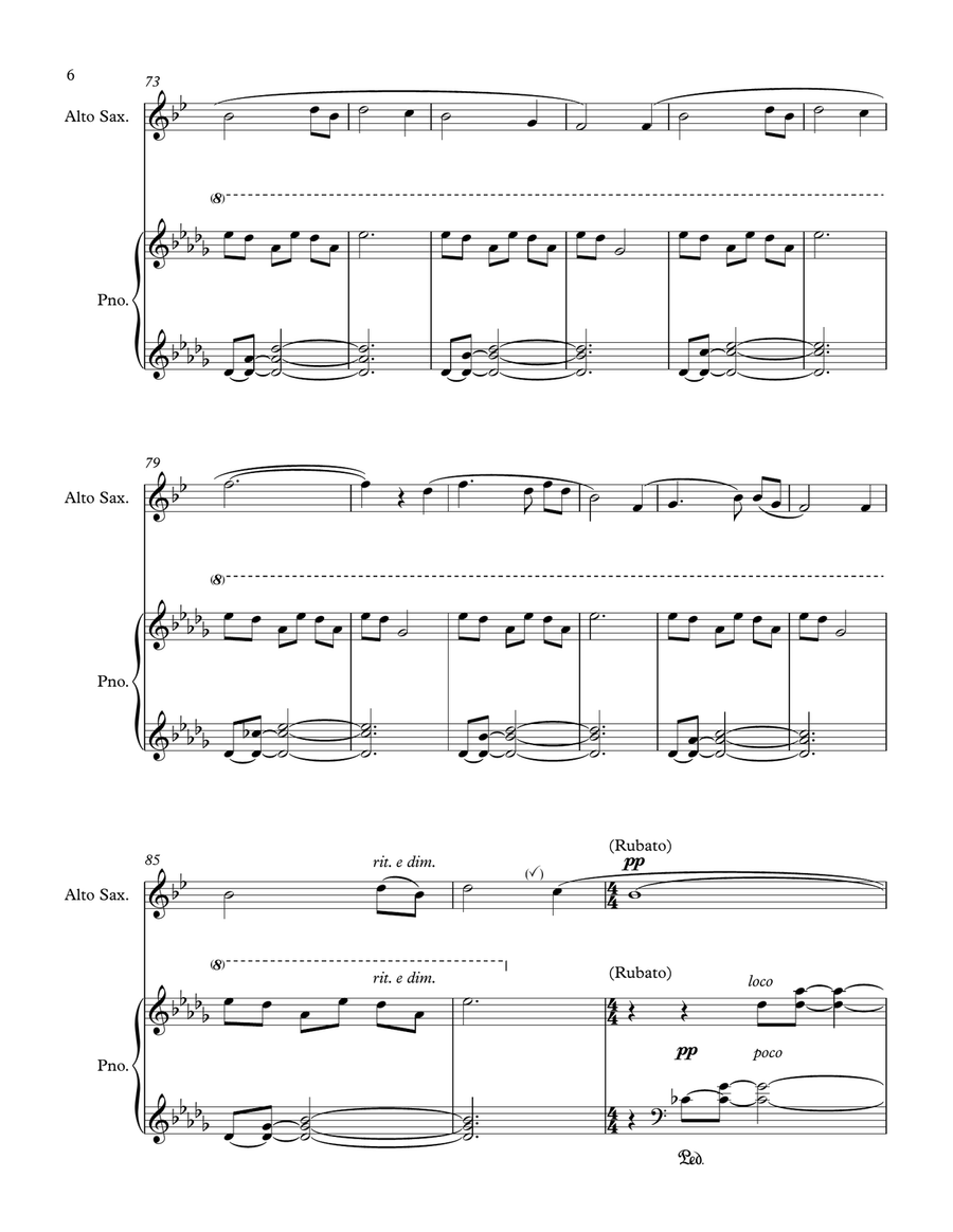 Amazing Grace (alto saxophone solo and piano) - Score & parts Alto Saxophone scores gallery preview page 6