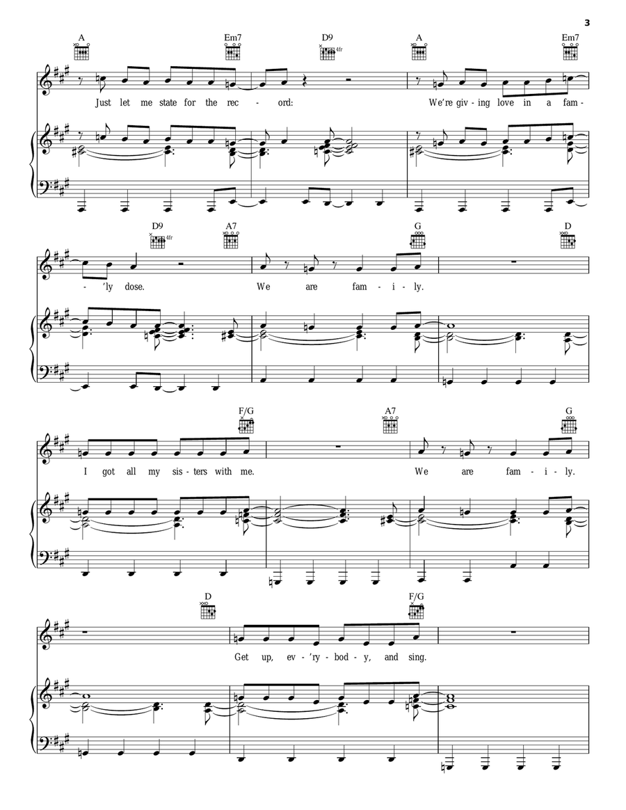 We Are Family Piano, Vocal, Guitar scores gallery preview page 3