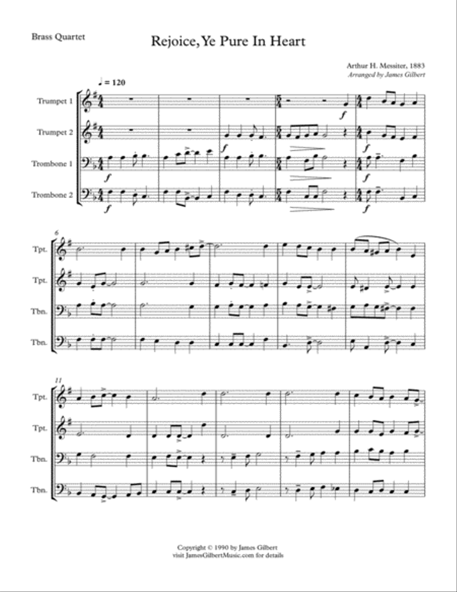 Rejoice, Ye Pure In Heart Brass Ensemble scores gallery preview page 4