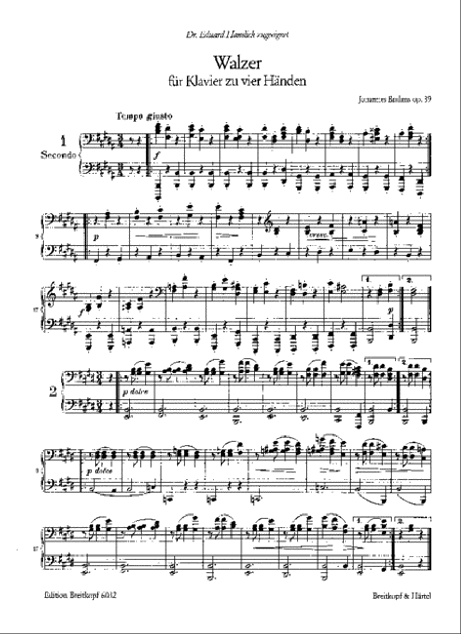 16 Waltzes Op. 39 Piano Duet scores gallery preview page 2