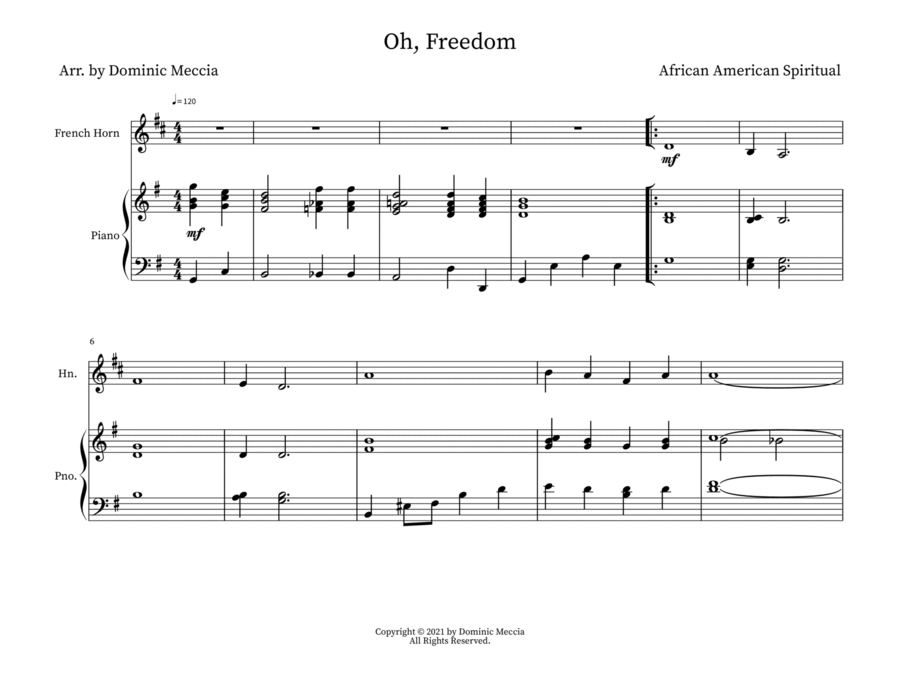 Oh, Freedom Horn scores gallery preview page 1