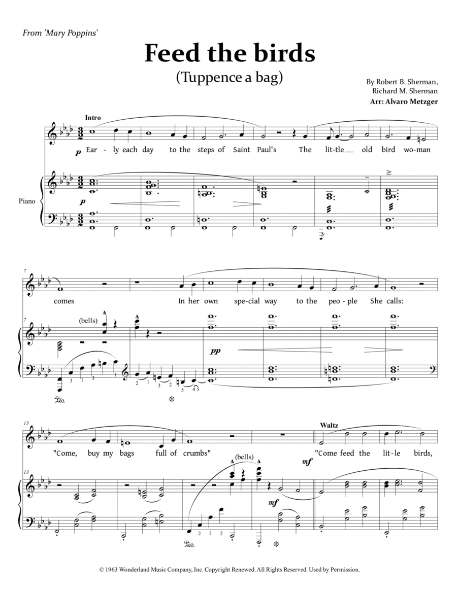 Feed The Birds (tuppence A Bag) Voice scores gallery preview page 1