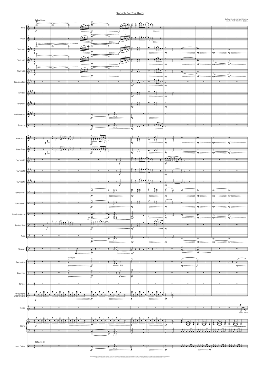 Search For The Hero Concert Band scores gallery preview page 1