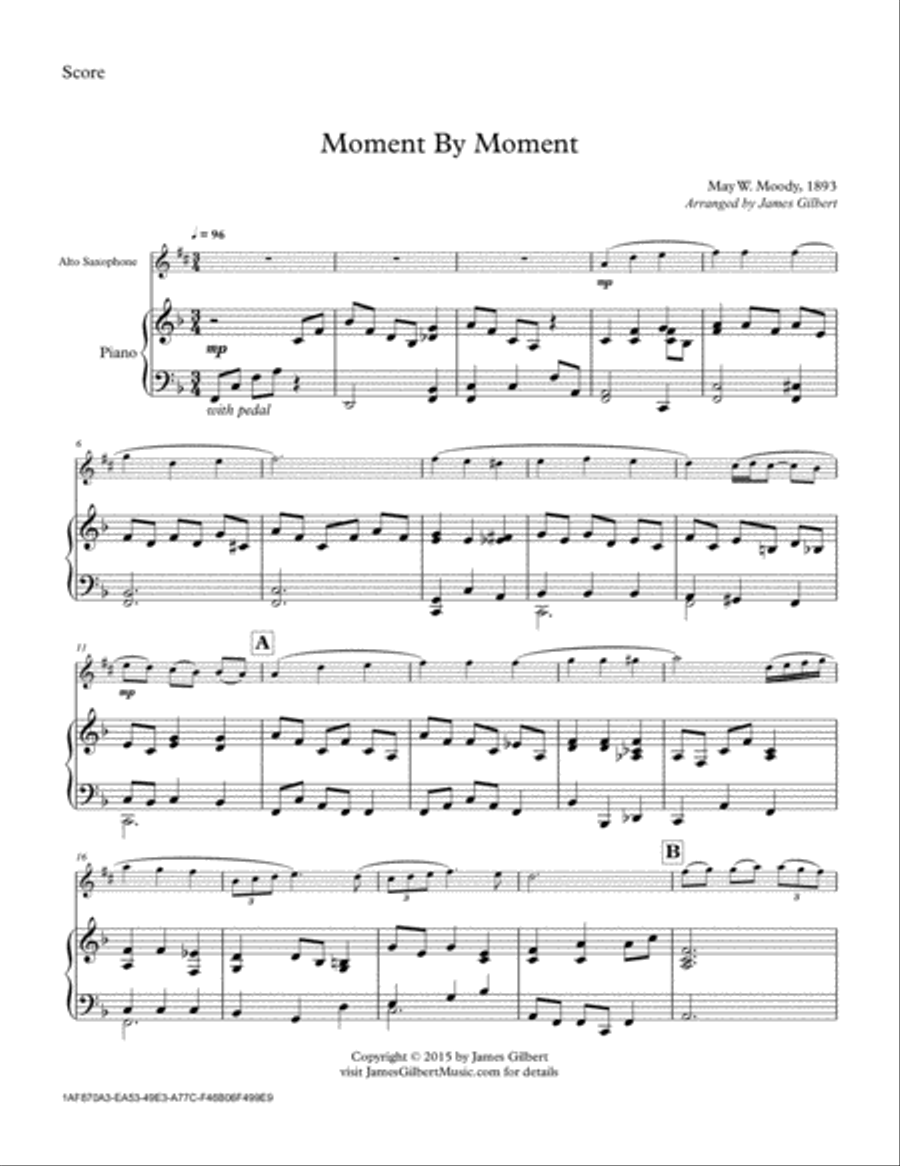 Moment By Moment Alto Saxophone scores gallery preview page 1