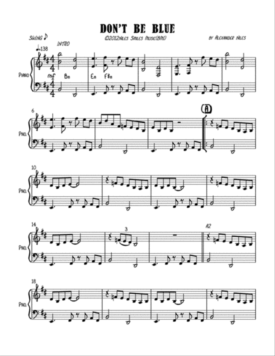 Don't Be Blue Piano Solo scores gallery preview page 1