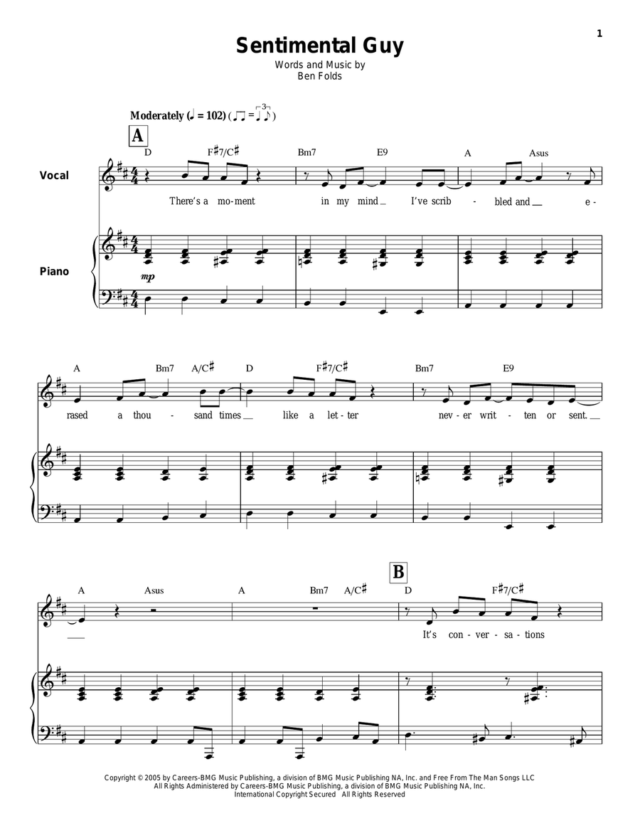 Sentimental Guy Piano scores gallery preview page 1