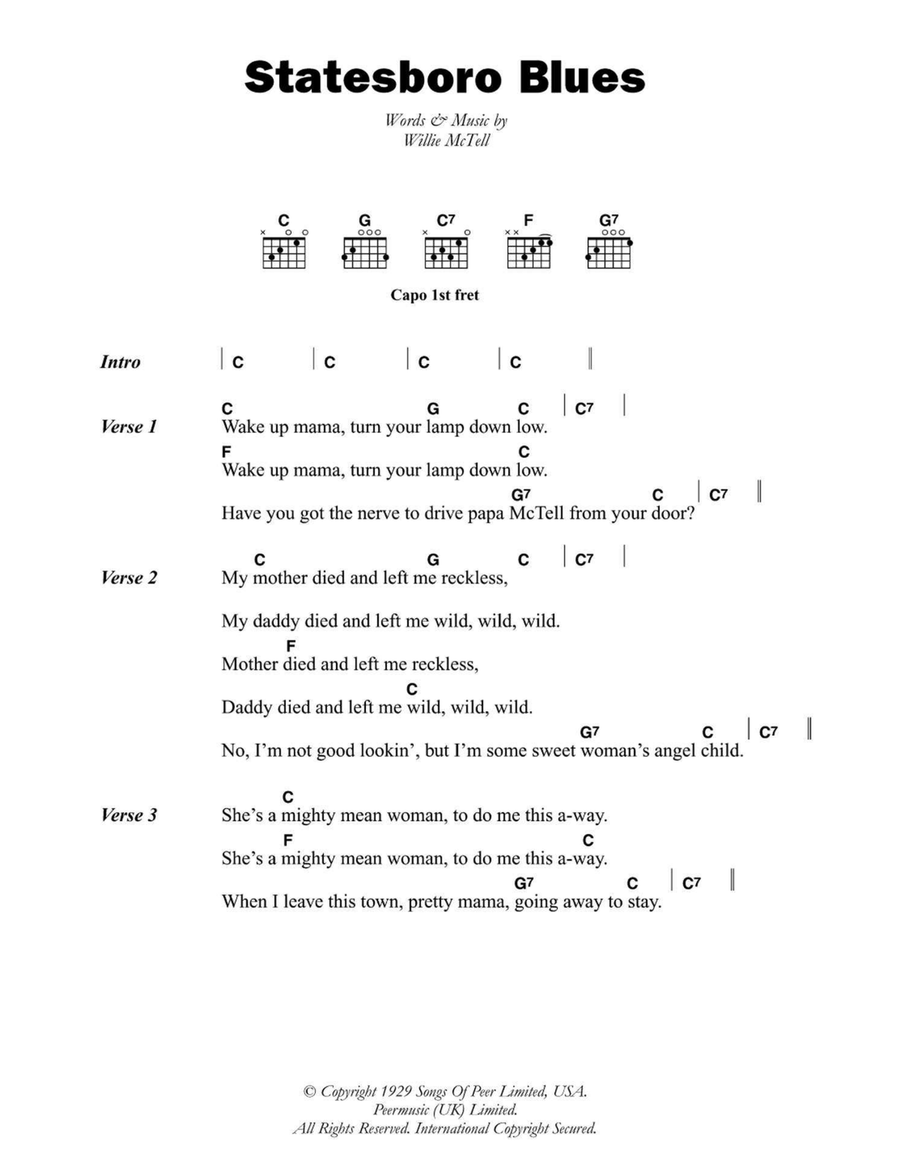 Statesboro Blues Electric Guitar scores gallery preview page 1