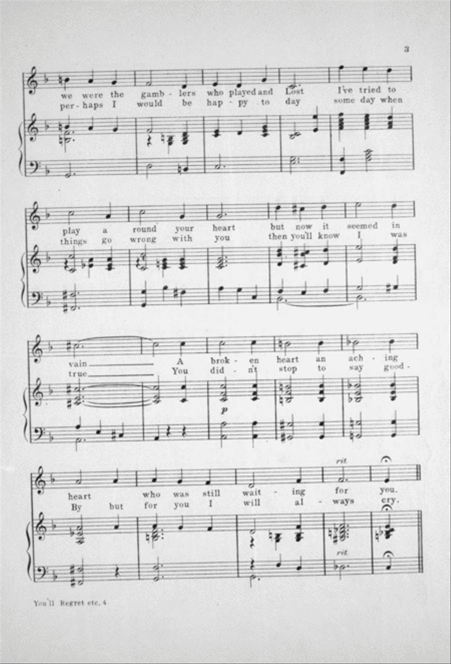 You'll Regret the Day You Went Away Voice scores gallery preview page 3