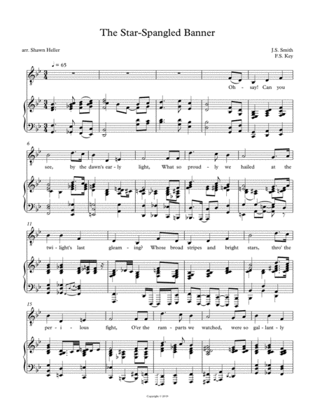 The Star-Spangled Banner for Low Voice & Piano (in Bb) image number null