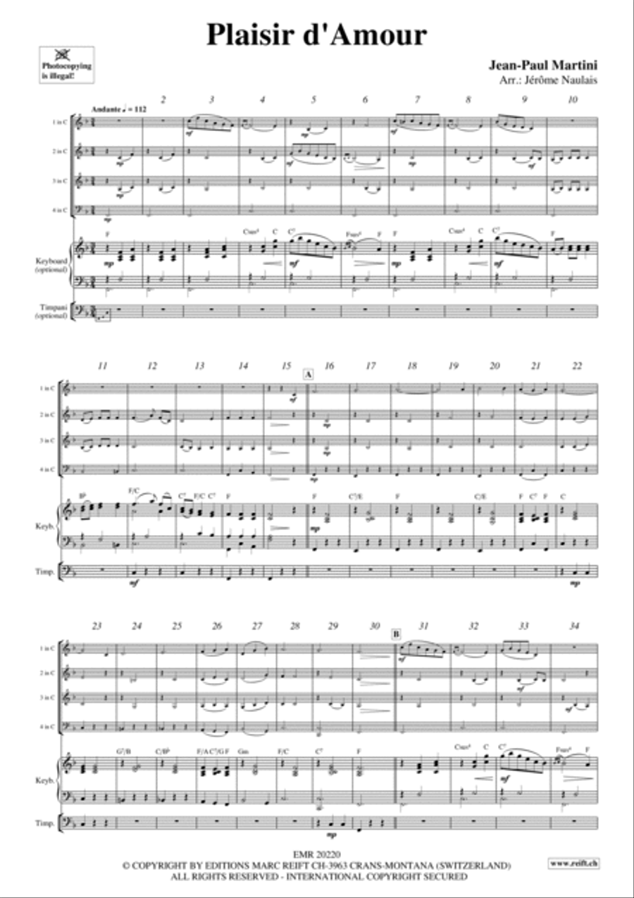 Plaisir d'Amour Woodwind Quartet scores gallery preview page 2
