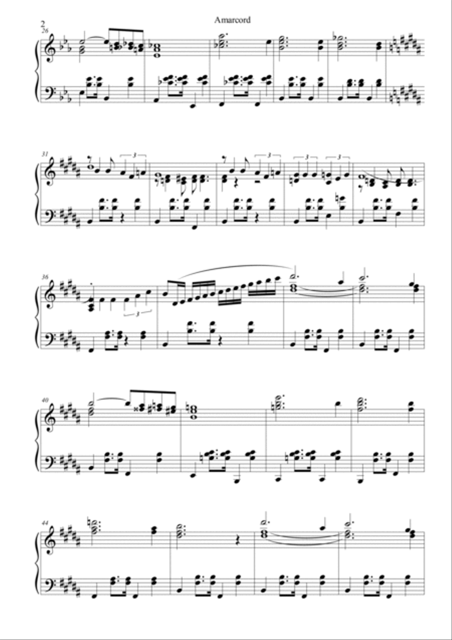 Amarcord Piano Solo scores gallery preview page 2