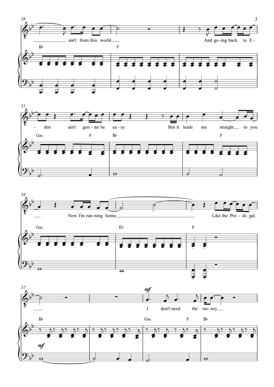 The Prodigal Piano, Vocal, Guitar scores gallery preview page 3