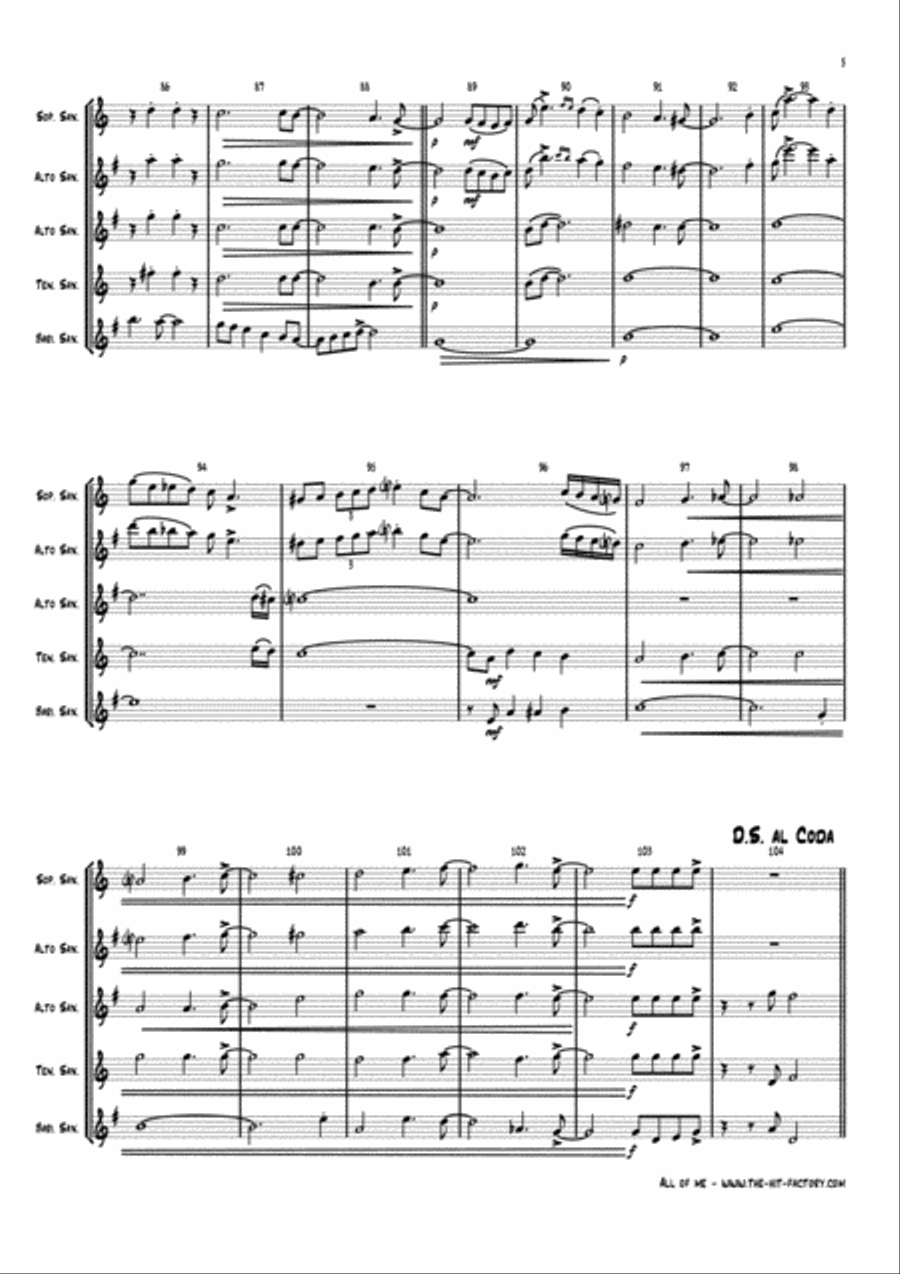 All Of Me Saxophone Quartet scores gallery preview page 5