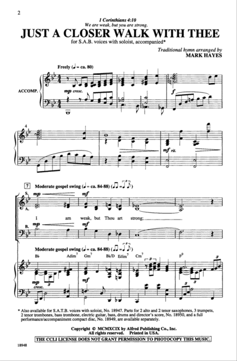 Just a Closer Walk with Thee 3-Part scores gallery preview page 2