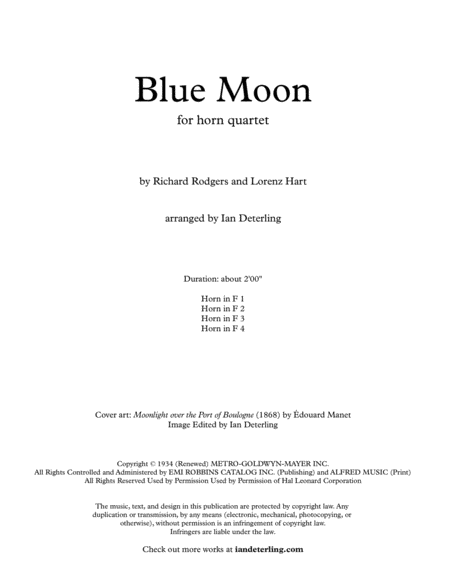 Blue Moon (for Horn Quartet) image number null